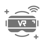 Grey VR glasses with wifi and plus sign