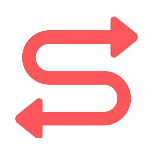 Red left and right S shaped arrow