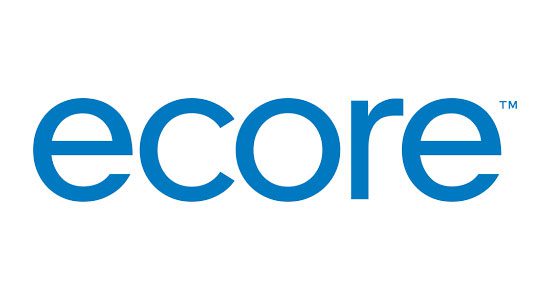 blue text on white background ecore logo