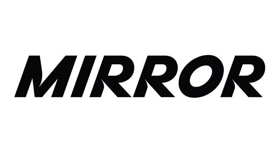 black text on white background mirror logo