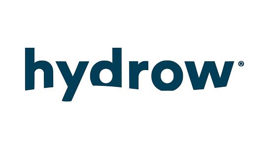 blue text on white background hydrow logo